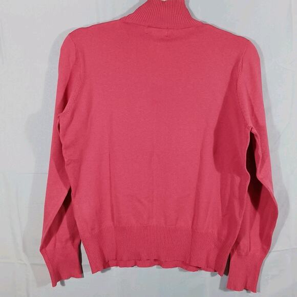 Austin Reed Top Women's Med Faint Argyle Print Long Sleeve Mock Neck Pink Silk - Picture 3 of 9